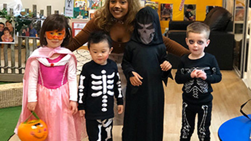 Children celebrating Halloween at Lollipops Britomart daycare.